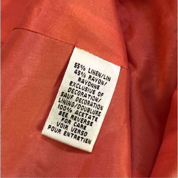 TALBOTS vintage Embroidered Floral Lace Trim V-Neck Linen Fully Lined Dress Size - Picture 15 of 15